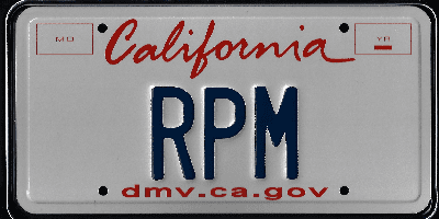 A california rpm license plate with the letters dmv. Ca. Gov