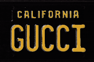 A black and yellow california gucci patch.