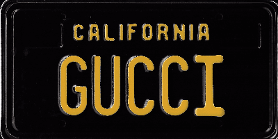 A black and yellow california gucci patch.