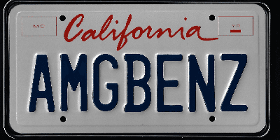 A california license plate with the word " mcben " written on it.