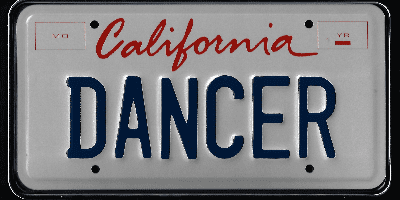 A california dancer license plate.