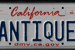 A california antique license plate.