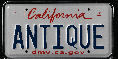 A california antique license plate.