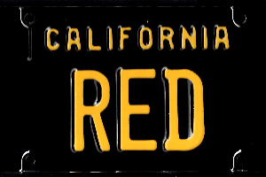 A california red license plate with the word " california red ".