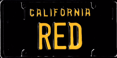 A california red license plate with the word " california red ".