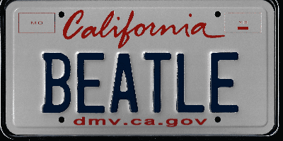 A california license plate with the word " beatles ".