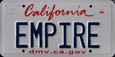 A california empire license plate.