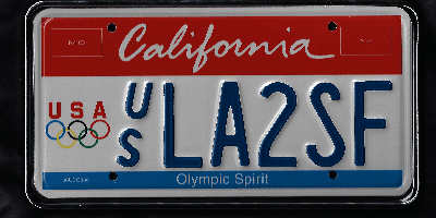 A california license plate with the word " los angeles " on it.