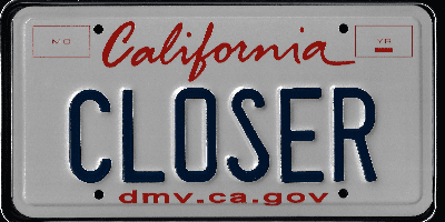 A close up of the california license plate