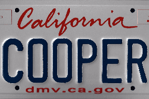 A close up of the california license plate