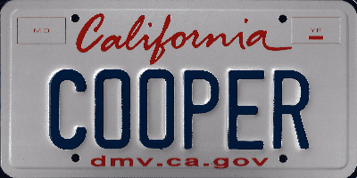 A close up of the california license plate