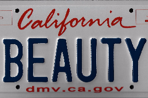 A california beauty license plate.