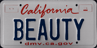 A california beauty license plate.