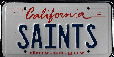 A close up of the california license plate