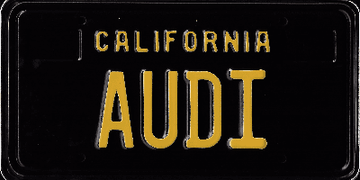 A black and yellow california license plate.