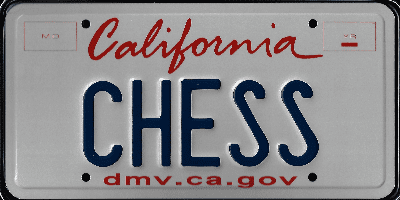 A license plate with the word " california chess ".