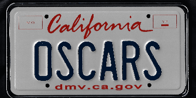 A california license plate with the word " oscars ".