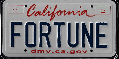 A california fortuna license plate with the word " fortuna ".